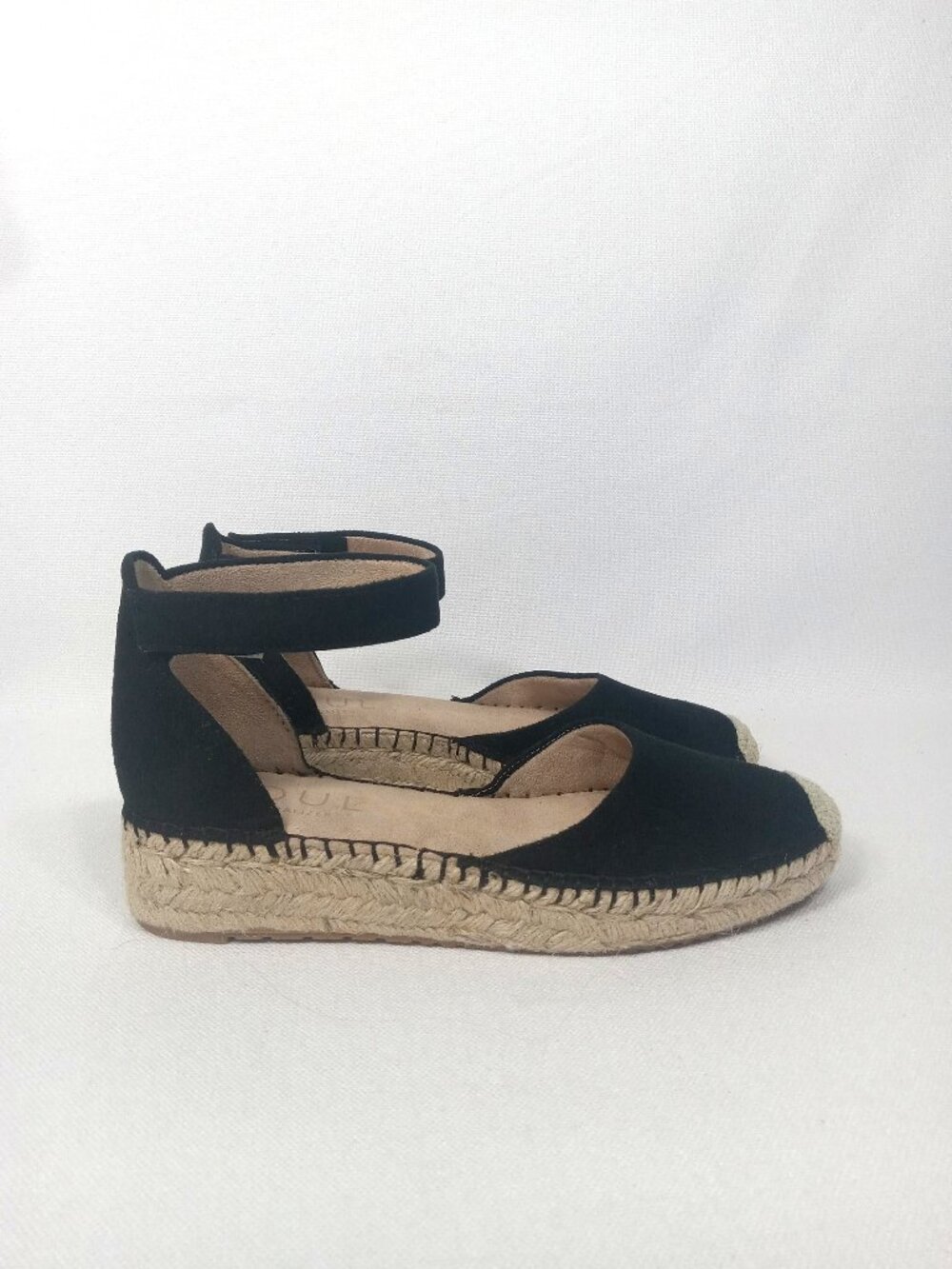 SOUL Naturalizer Womens Wren Black Ankle Strap Espadrille Platform Wedge Size 7